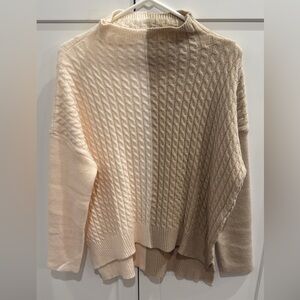 Elegant Two-Tone Cowl Neck Sweater